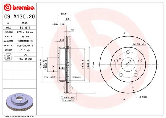 Brembo 09.A130.20 - Disque de frein parts5.com