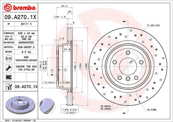 Brembo 09.A270.1X - Disc frana parts5.com