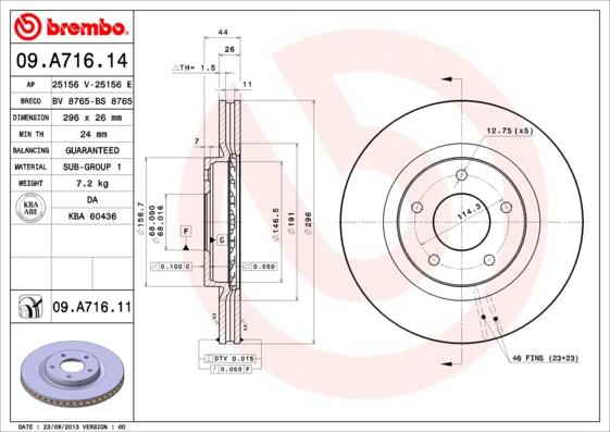 Brembo 09.A716.11 - Disc frana parts5.com