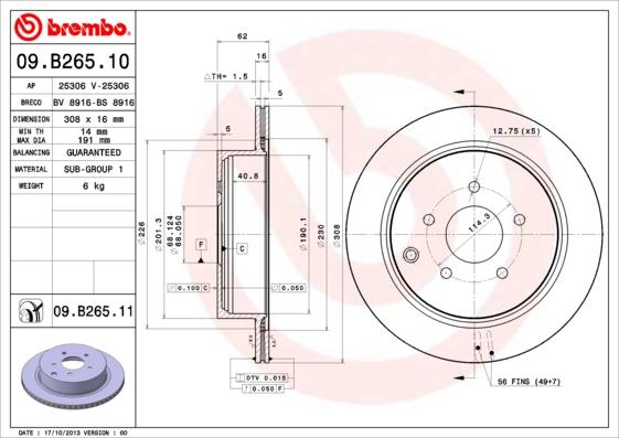 Brembo 09.B265.11 - Disc frana parts5.com