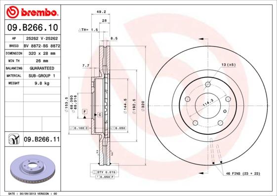 Brembo 09.B266.11 - Disc frana parts5.com