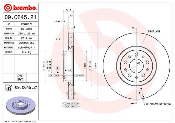 Brembo 09.C645.21 - Disc frana parts5.com