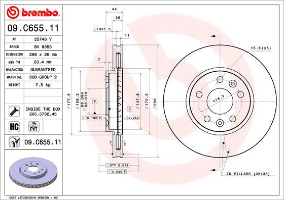 Brembo 09.C655.11 - Bremsscheibe parts5.com