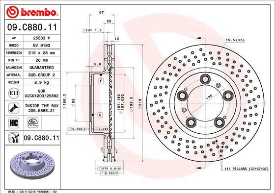 Brembo 09.C880.11 - Disc frana parts5.com