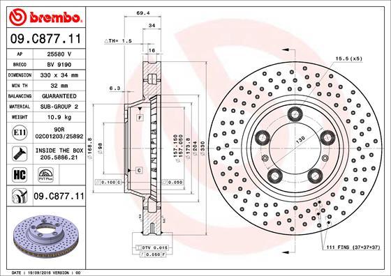 Brembo 09.C877.11 - Disc frana parts5.com