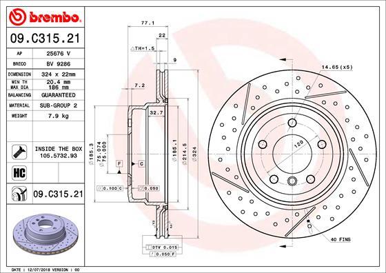 Brembo 09.C315.21 - Disc frana parts5.com