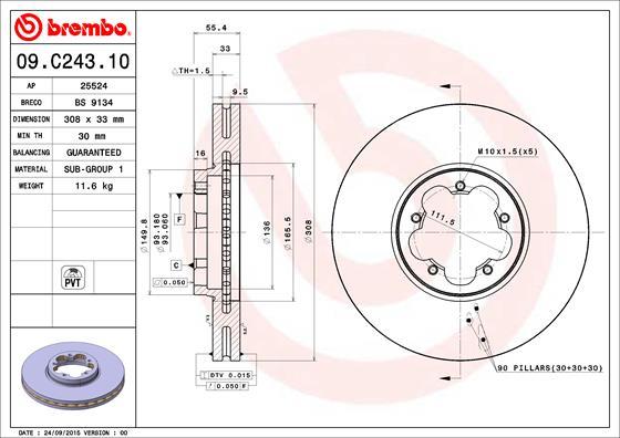 Brembo 09.C243.10 - Brake Disc parts5.com