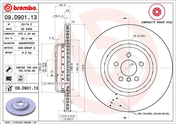 Brembo 09.D901.13 - Disc frana parts5.com