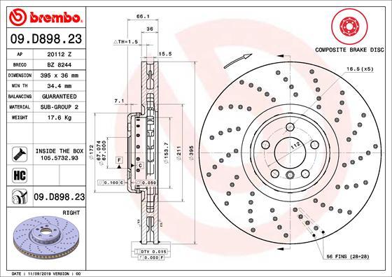 Brembo 09.D898.23 - Brake Disc parts5.com