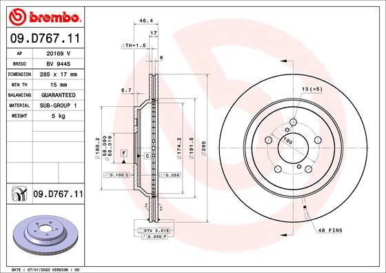 Brembo 09.D767.11 - Disc frana parts5.com