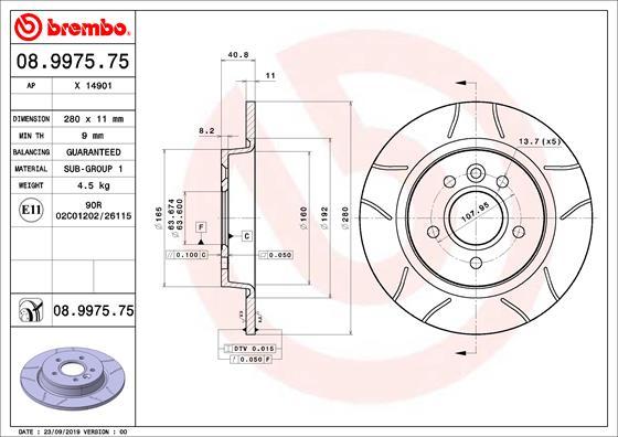 Brembo 08.9975.75 - Féktárcsa parts5.com