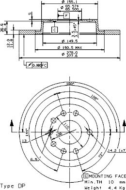 Brembo 08.9511.11 - Disc frana parts5.com