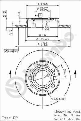 Brembo 08.9136.11 - Tarcza hamulcowa parts5.com