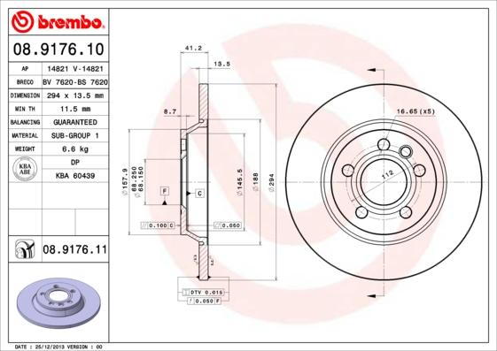 Brembo 08.9176.11 - Piduriketas parts5.com