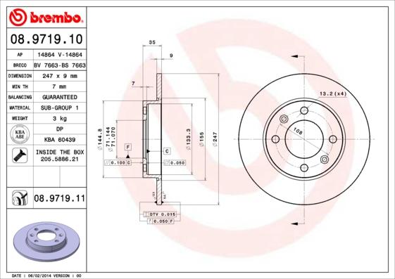 Brembo 08.9719.11 - Disc frana parts5.com