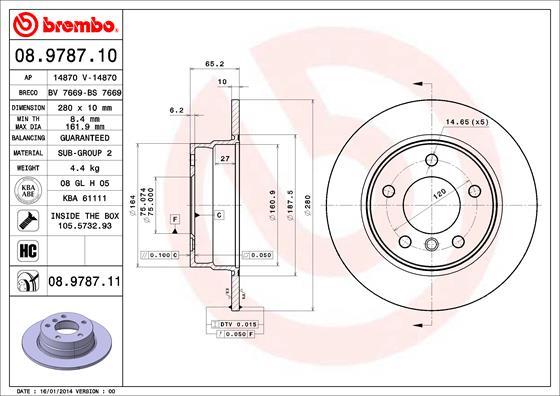 Brembo 08.9787.11 - Brake Disc parts5.com