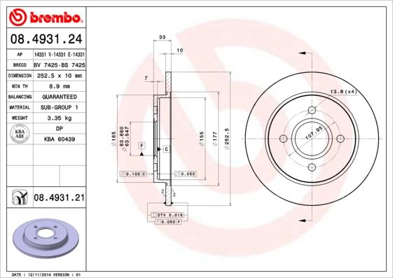 Brembo 08.4931.21 - Jarrulevy parts5.com