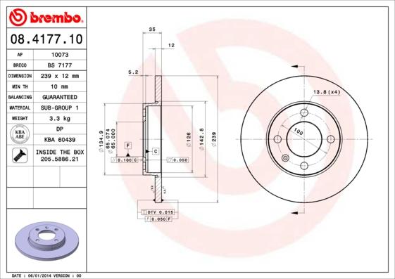 Brembo 08.4177.10 - Disc frana parts5.com