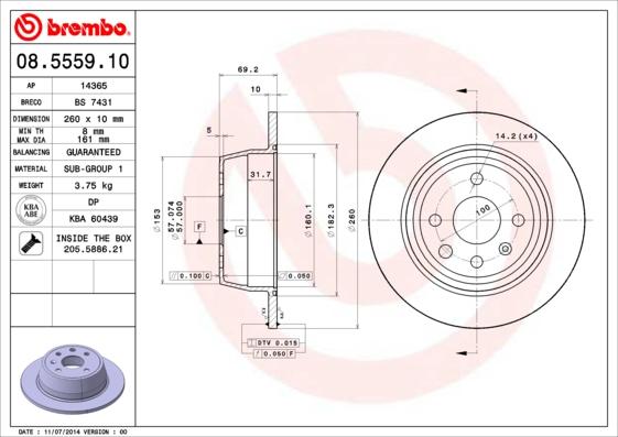 Brembo 08.5559.10 - Disque de frein parts5.com