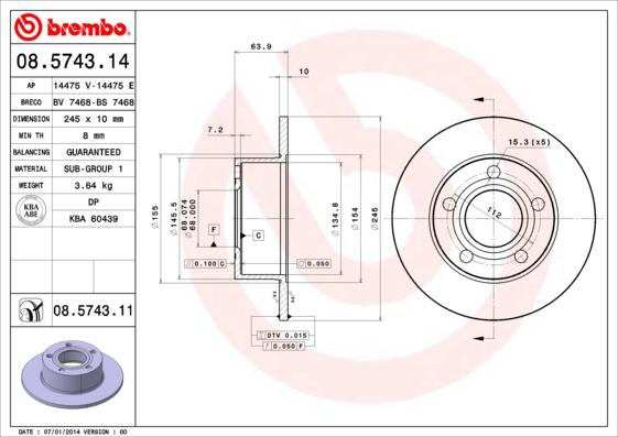 Brembo 08.5743.11 - Disc frana parts5.com