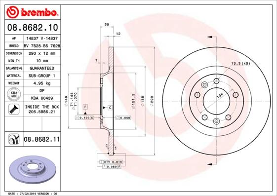 Brembo 08.8682.11 - Brake Disc parts5.com