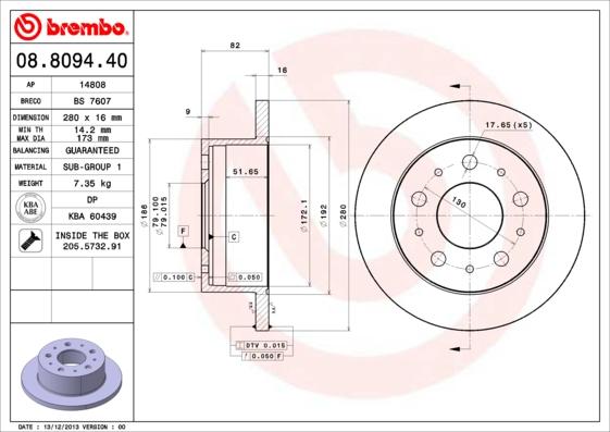 Brembo 08.8094.40 - Disc frana parts5.com