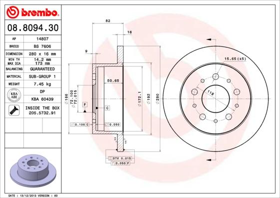 Brembo 08.8094.30 - Disc frana parts5.com