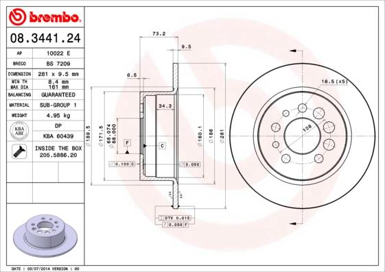 Brembo 08.3441.24 - Disc frana parts5.com