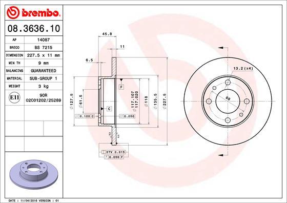 Brembo 08.3636.10 - Brzdový kotouč parts5.com