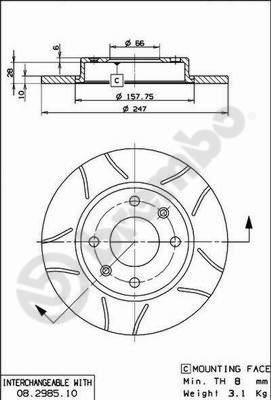 Brembo 08.2985.75 - Δισκόπλακα parts5.com