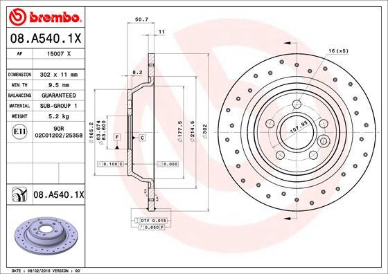 Brembo 08.A540.1X - Disc frana parts5.com