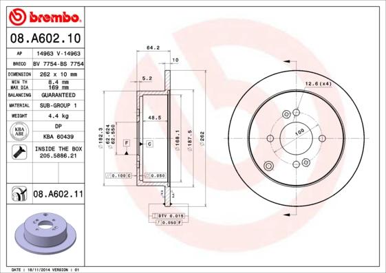 Brembo 08.A602.11 - Disc frana parts5.com