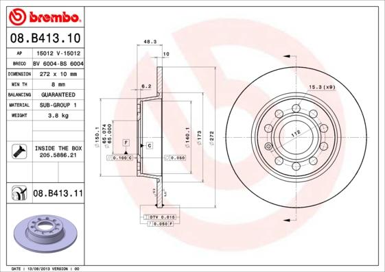 Brembo 08.B413.11 - Brake Disc parts5.com