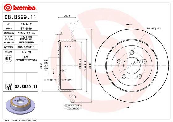 Brembo 08.B529.11 - Disc frana parts5.com