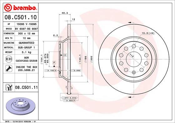 Brembo 08.C501.11 - Zavorni kolut parts5.com