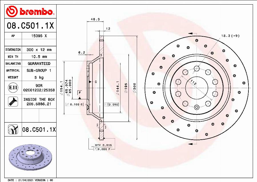 Brembo 08.C501.1X - Zavorni kolut parts5.com