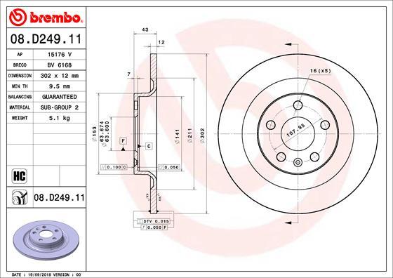 Brembo 08.D249.11 - Disc frana parts5.com