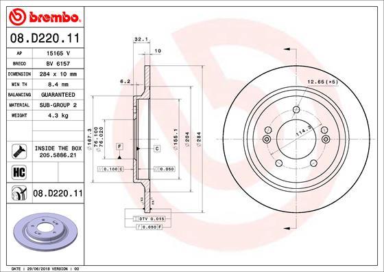 Brembo 08.D220.11 - Disc frana parts5.com