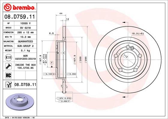 Brembo 08.D759.11 - Kočioni disk parts5.com