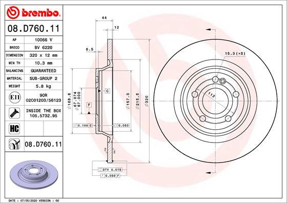 Brembo 08.D760.11 - Kočioni disk parts5.com