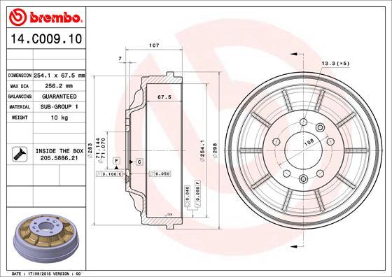 Brembo 14.C009.10 - Brake Drum parts5.com