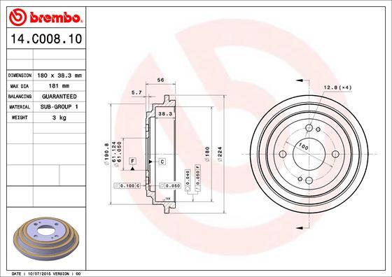 Brembo 14.C008.10 - Brake Drum parts5.com