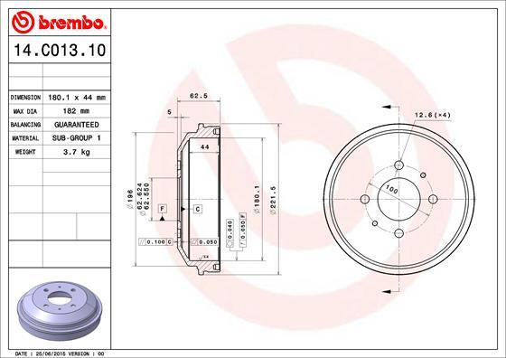 Brembo 14.C013.10 - Zavorni boben parts5.com