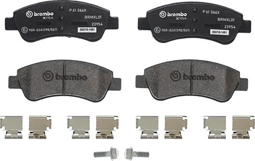 Brembo P 61 066X - Bremsbelagsatz, Scheibenbremse parts5.com