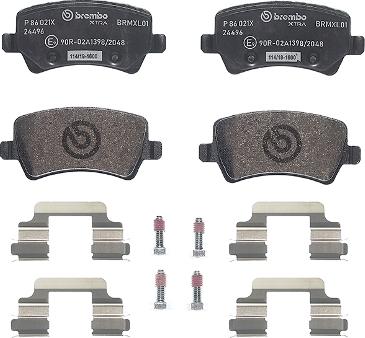 Brembo P 86 021X - Komplet zavornih oblog, ploscne (kolutne) zavore parts5.com