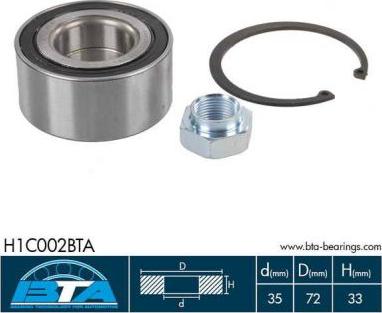 BTA H1C002BTA - Σετ ρουλεμάν τροχών parts5.com