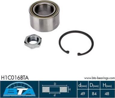 BTA H1C016BTA - Wheel hub, bearing Kit parts5.com