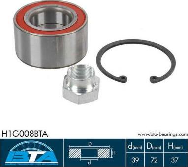 BTA H1G008BTA - Wheel hub, bearing Kit parts5.com