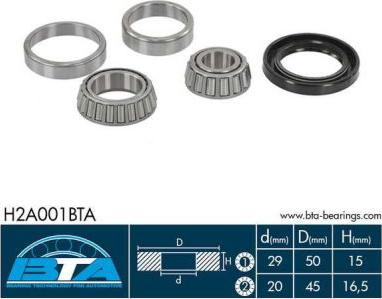 BTA H2A001BTA - Σετ ρουλεμάν τροχών parts5.com