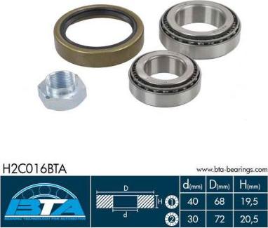 BTA H2C016BTA - Komplet kolesnega lezaja parts5.com